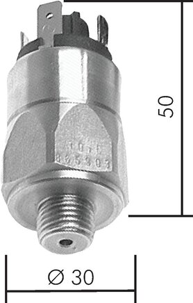 Exemplarische Darstellung: Edelstahl-Druckschalter, Flachstecker, Druckschalter